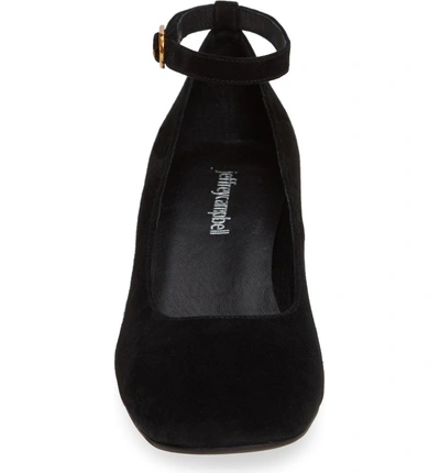 Shop Jeffrey Campbell Blaire Ankle Strap Pump In Black Suede Bronze