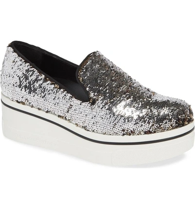Shop Stella Mccartney Binx Stars Flip Sequin Platform Sneaker In Silver Multi
