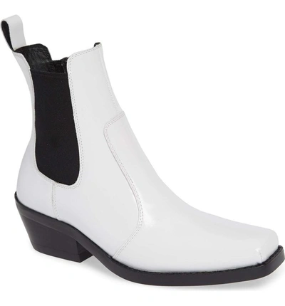 Shop Jeffrey Campbell Poker Chelsea Boot In White Box Black Tip