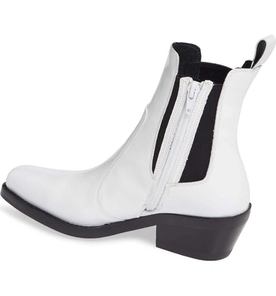 Shop Jeffrey Campbell Poker Chelsea Boot In White Box Black Tip