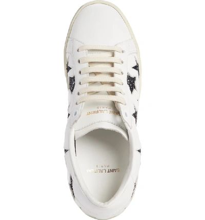 Shop Saint Laurent Court Classics Stars Sneaker In White/ Black Glitter