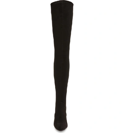 Shop Tony Bianco Tash Over The Knee Stretch Boot In Black Micro Stretch Suede