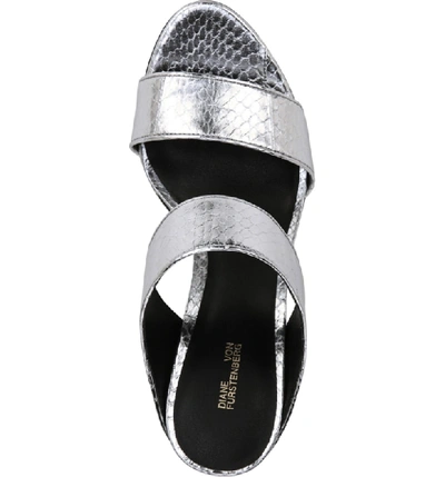 Shop Diane Von Furstenberg Etta Sandal In Silver Snake
