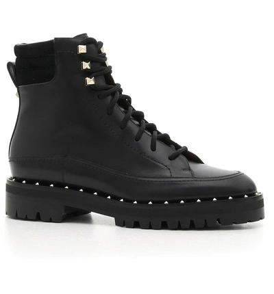 Valentino Garavani Rockstud Leather Combat Boots In Black ModeSens