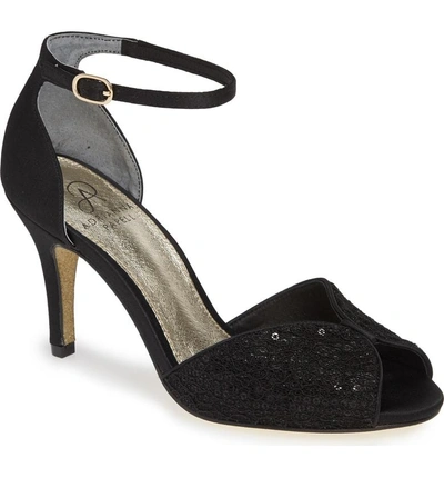 Shop Adrianna Papell Fifi Ankle Strap Sandal In Black Sequin Fabric