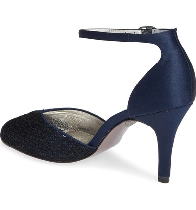 Shop Adrianna Papell Fifi Ankle Strap Sandal In Navy Sequin Fabric