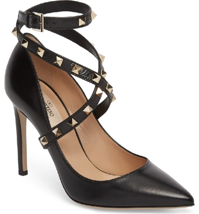 Shop Valentino Rockstud Wrap Pump In Black