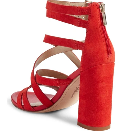 Shop Sam Edelman Yema Block Heel Sandal In Candy Red Suede
