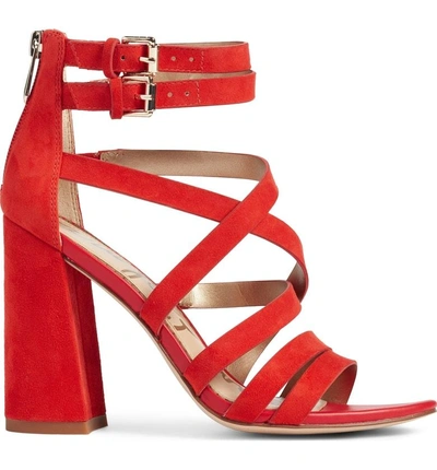 Shop Sam Edelman Yema Block Heel Sandal In Candy Red Suede