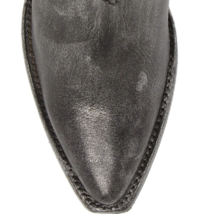 Shop Frye Sacha Moto Short Bootie In Black Metallic Leather