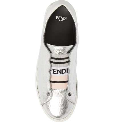 Shop Fendi Rockono Slip-on Sneaker In Silver