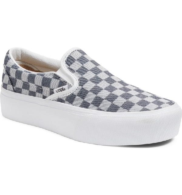 Vans Platform Slip-on Sneaker In Checkerboard Denim | ModeSens