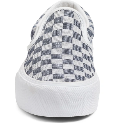 Shop Vans Platform Slip-on Sneaker In Checkerboard Denim