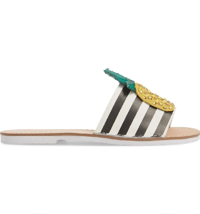 Shop Kate Spade Icarus Studded Slide Sandal In Black/ White