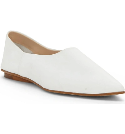 Shop Vince Camuto Stanta Pointy Toe Flat In Pure White Leather