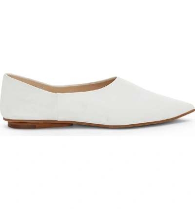 Shop Vince Camuto Stanta Pointy Toe Flat In Pure White Leather