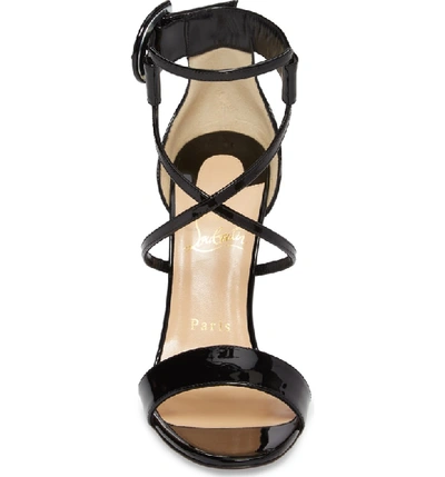 Shop Christian Louboutin Choca Criss Sandal In Black Patent