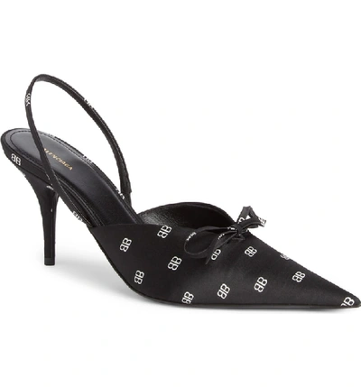 Shop Balenciaga Bb Logo Slingback Pump In Black/ White