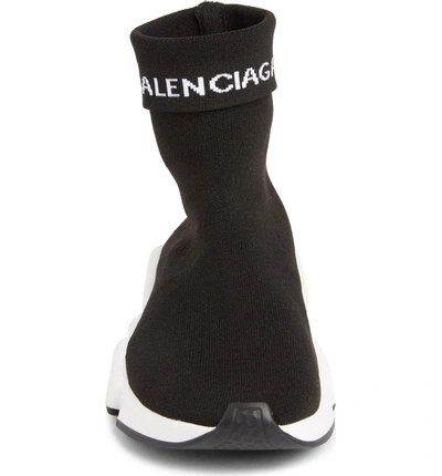 Shop Balenciaga Hi Speed Logo Sock Sneaker In Black/ White/ Neon