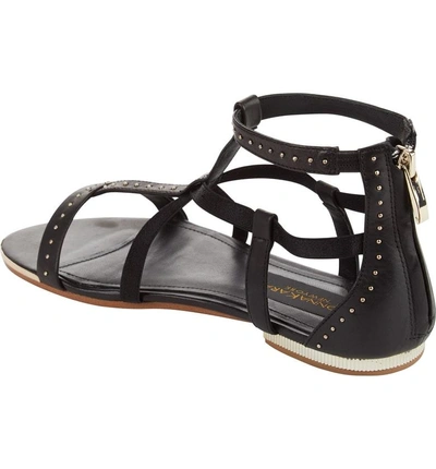 Shop Donna Karan Kim Sandal In Black Calf/ Satin