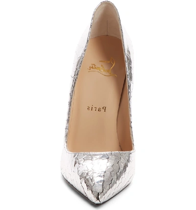 Shop Christian Louboutin So Kate Metallic Pointy Toe Pump In Silver