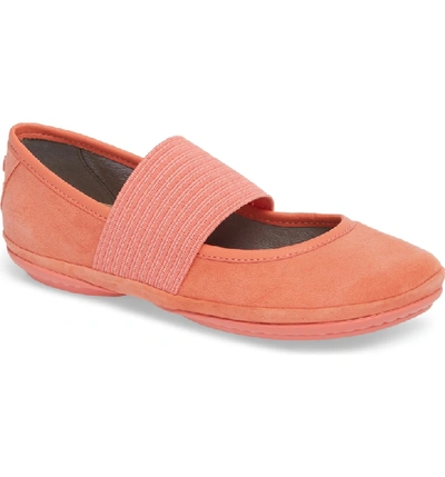 Shop Camper 'right Nina' Leather Ballerina Flat In Medium Pink Leather