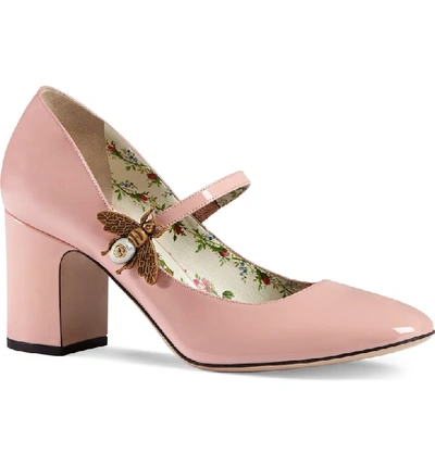 Shop Gucci Lois Bee Mary Jane Pump In Pink Leather