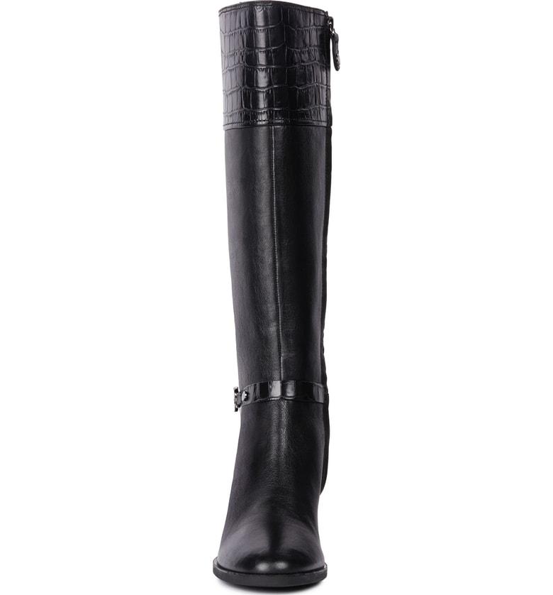 Geox Glynna Knee High Boot In Black/ Black Leather | ModeSens