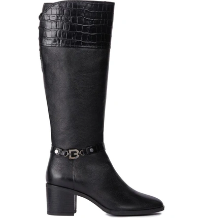 Shop Geox Glynna Knee High Boot In Black/ Black Leather