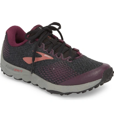 Shop Brooks Puregrit 7 Trail Running Shoe In Black/ Purple/ Grey