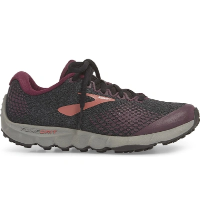 Shop Brooks Puregrit 7 Trail Running Shoe In Black/ Purple/ Grey
