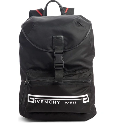 Shop Givenchy Flame Strap Logo Backpack - Black In Black Multi