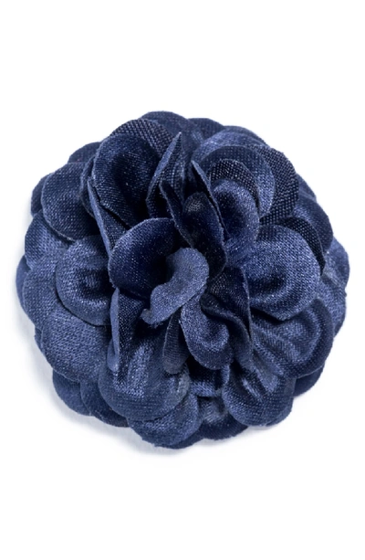 Shop Hook + Albert Large Lapel Flower In Navy