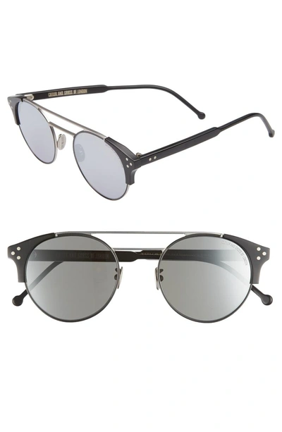 Shop Cutler And Gross 50mm Polarized Round Sunglasses - Palladium And Black/ Silver