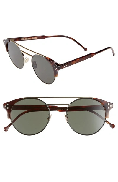 Shop Cutler And Gross 50mm Polarized Round Sunglasses - Dark Turtle/ Dark Green