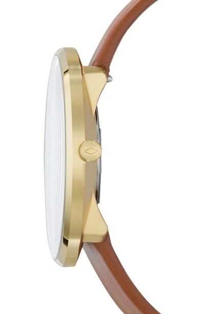 Shop Fossil Essentialist Leather Strap Watch, 42mm In Brown/ Blue/ Gold