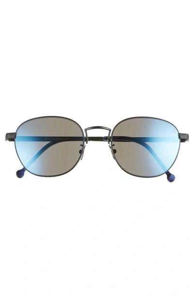 Shop Cutler And Gross 52mm Polarized Round Sunglasses - Satin Palladium/ Blue