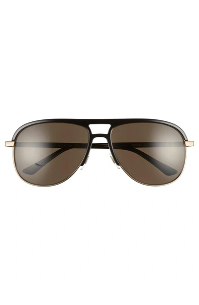 Shop Gucci 60mm Aviator Sunglasses In Black
