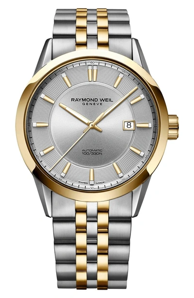 Shop Raymond Weil Freelancer Automatic Bracelet Watch, 43mm In Silver/ Gold