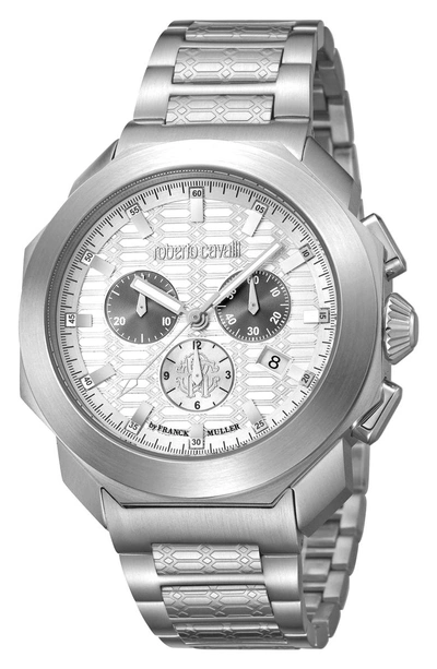 Shop Roberto Cavalli By Franck Muller Sport Classic Chronograph Bracelet Watch In Silver