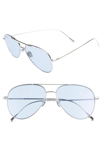 Shop Cutler And Gross 58mm Polarized Aviator Sunglasses - Palladium/ Blue