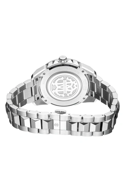Shop Roberto Cavalli By Franck Muller Costellato Bracelet Watch In Silver/ Blue