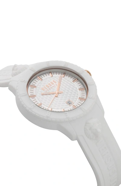 Shop Versace Versus By  Tokyo Silicone Strap Watch, 43mm In White