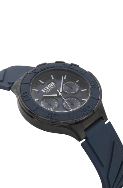 Shop Versace Versus By  Wynberg Silicone Strap Watch, 44mm In Blue/ Black