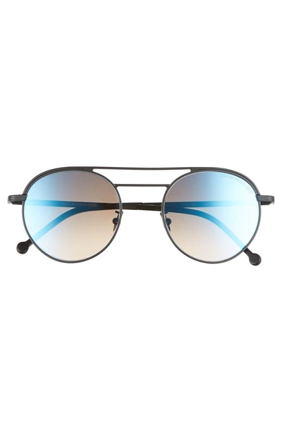 Shop Cutler And Gross 50mm Polarized Round Sunglasses In Matte Black/ Blue Flash