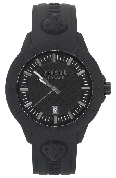 Shop Versace Versus By  Tokyo Silicone Strap Watch, 43mm In Black