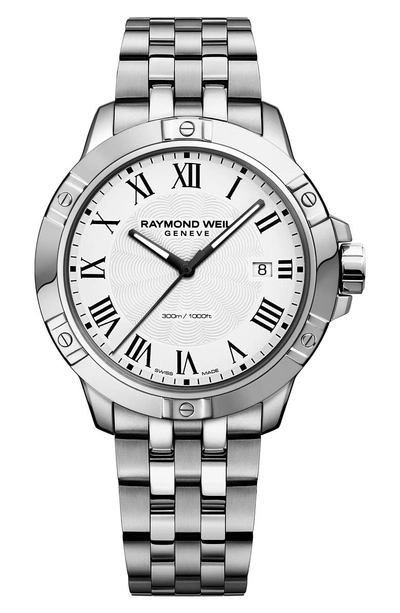 Shop Raymond Weil Tango Bracelet Watch, 41mm In Silver/ White/ Silver