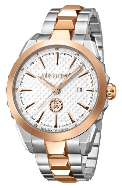 Shop Roberto Cavalli By Franck Muller Costellato Bracelet Watch In Rose Gold/ Silver