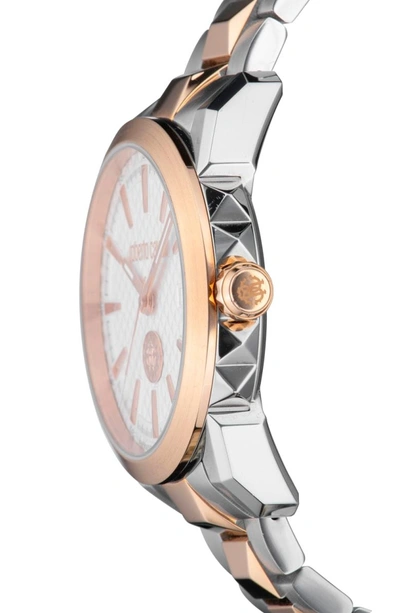 Shop Roberto Cavalli By Franck Muller Costellato Bracelet Watch In Rose Gold/ Silver