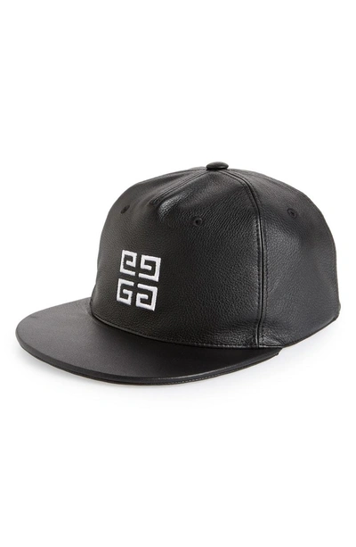 Shop Givenchy 4g Leather Ball Cap - Black In Black/ White